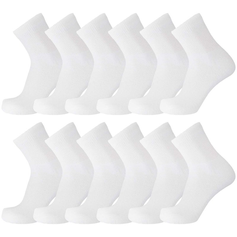 Brooklyn Socks Big and Tall Diabetic Neuropathy Ankle Socks, King Size Mens Athletic Quarter Socks (13-16, White) - 12 Pairs - Image 1